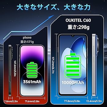 nanacoのキリン専用OUKITEL C60 SIMフリースマホ Amazon | [Android 15] OUKITEL C60 Pro SIMフリー スマホ 本体